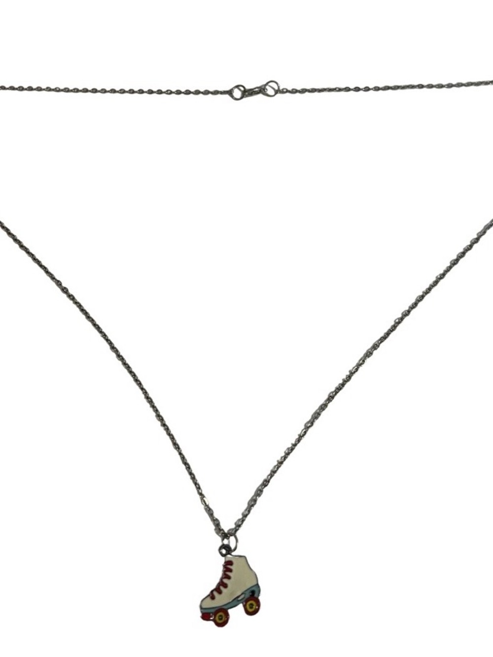 Silver roller skate necklace